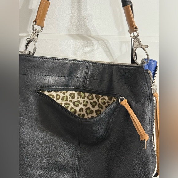 Brighton Diva Black/Brown Leather Bag Purse Handbag Graphic Glam Girls Fashion - Picture 6 of 14